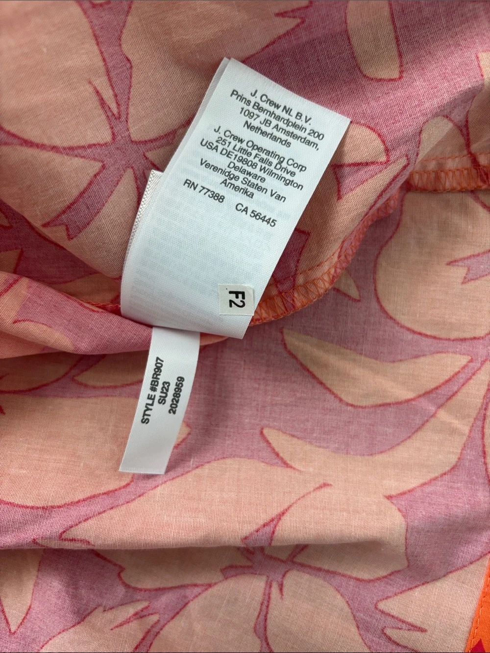 J. Crew Floral V-Neck Midi Dress in Orange & Pink